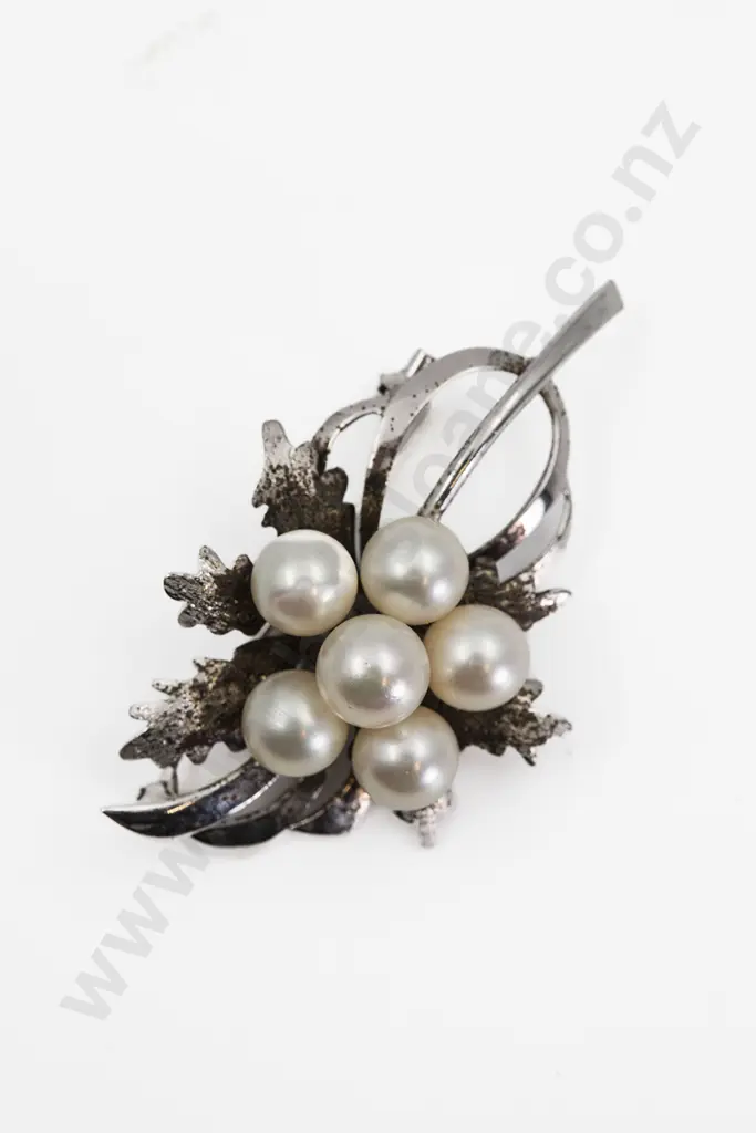 S/S and Cultured Pearl Spray Brooch and Pendant Image 1++