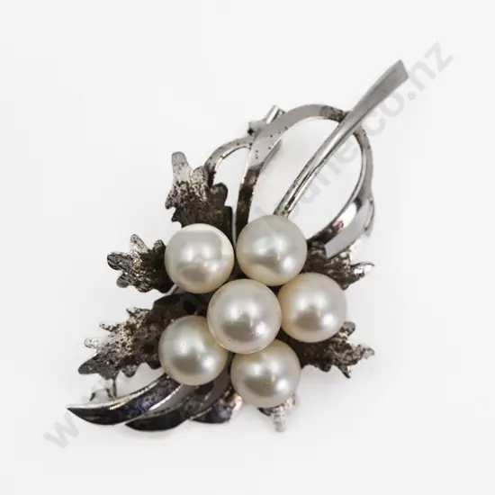 S/S and Cultured Pearl Spray Brooch and Pendant