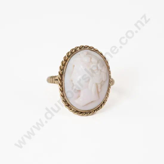 Victorian 9ct Classical Portrait Panel Cameo Ring