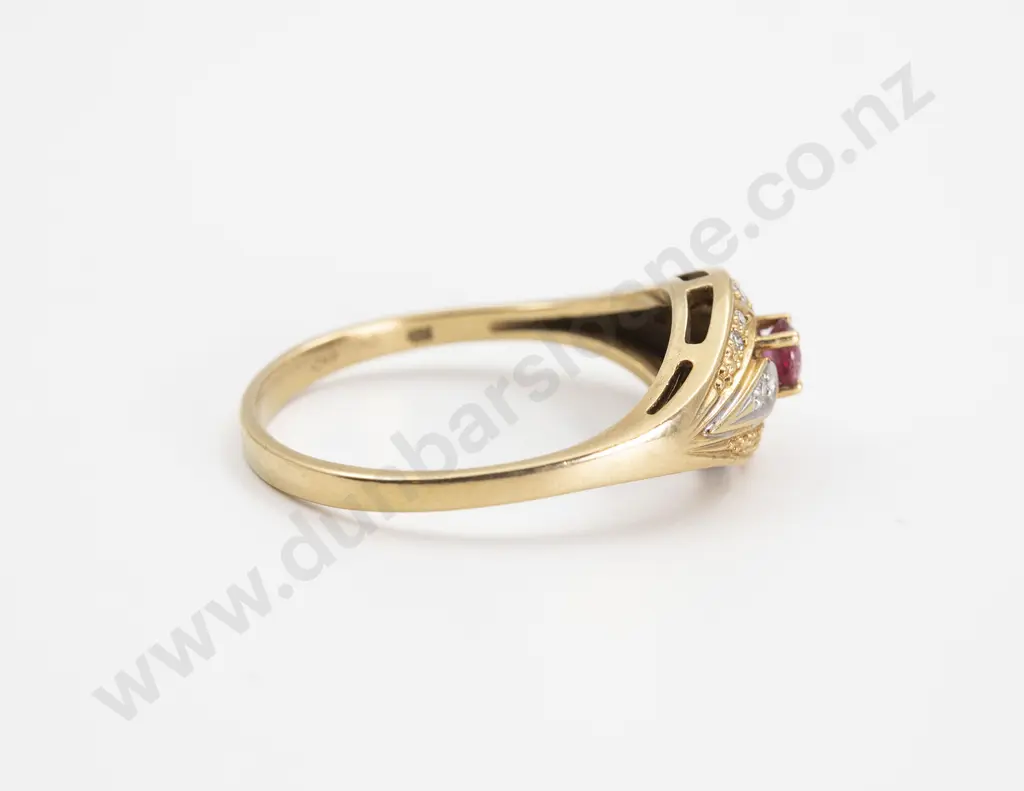 18ct 13stone Ruby and Diamond Fancy Band Dress Ring Image 1++
