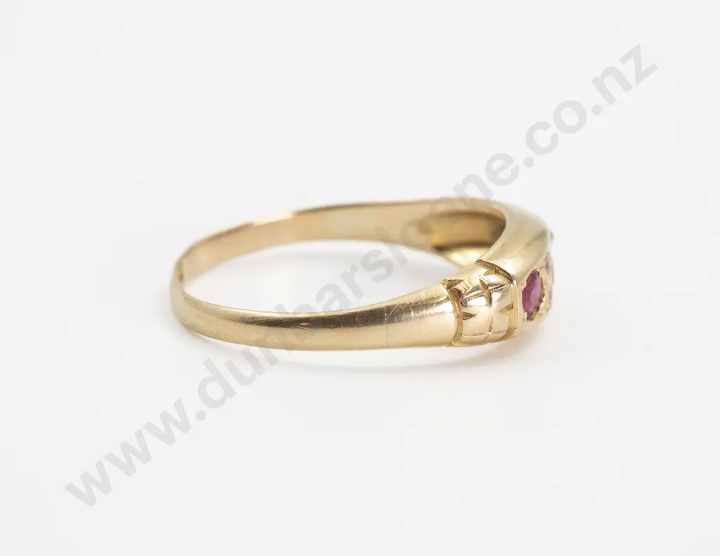 Early C20th Imitation Ruby & Diamond Bridge Ring Image 1++