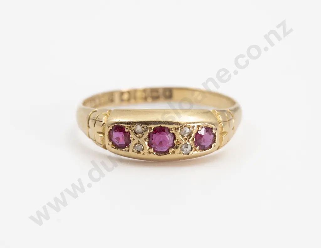 Early C20th Imitation Ruby & Diamond Bridge Ring Image 1++