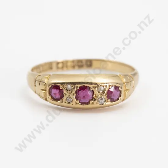 Early C20th Imitation Ruby & Diamond Bridge Ring