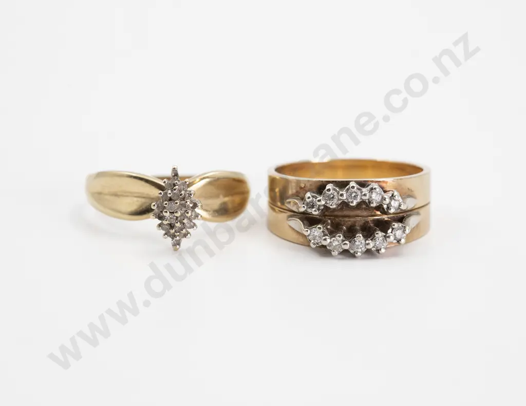 Two 9ct Five Stone Diamond Curve Bands Image 1++