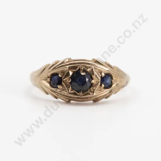 9ct Three Stone Sapphire Band Ring