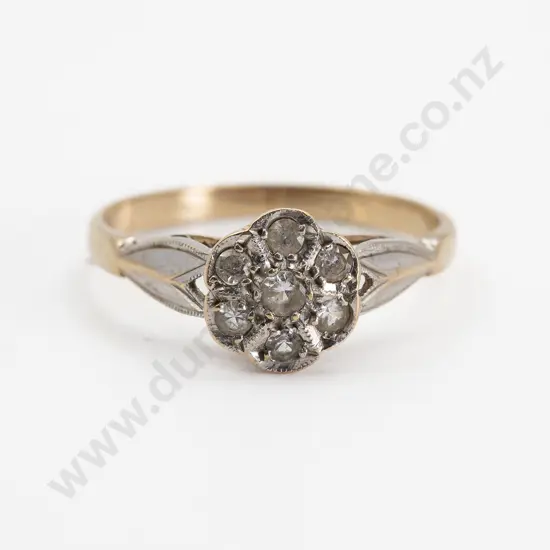 18ct Seven Stone White Sapphire Floret Cluster Ring