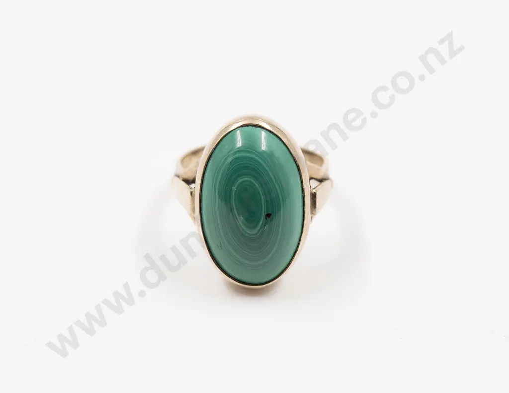 14ct Single Malachite Ring Image 1++