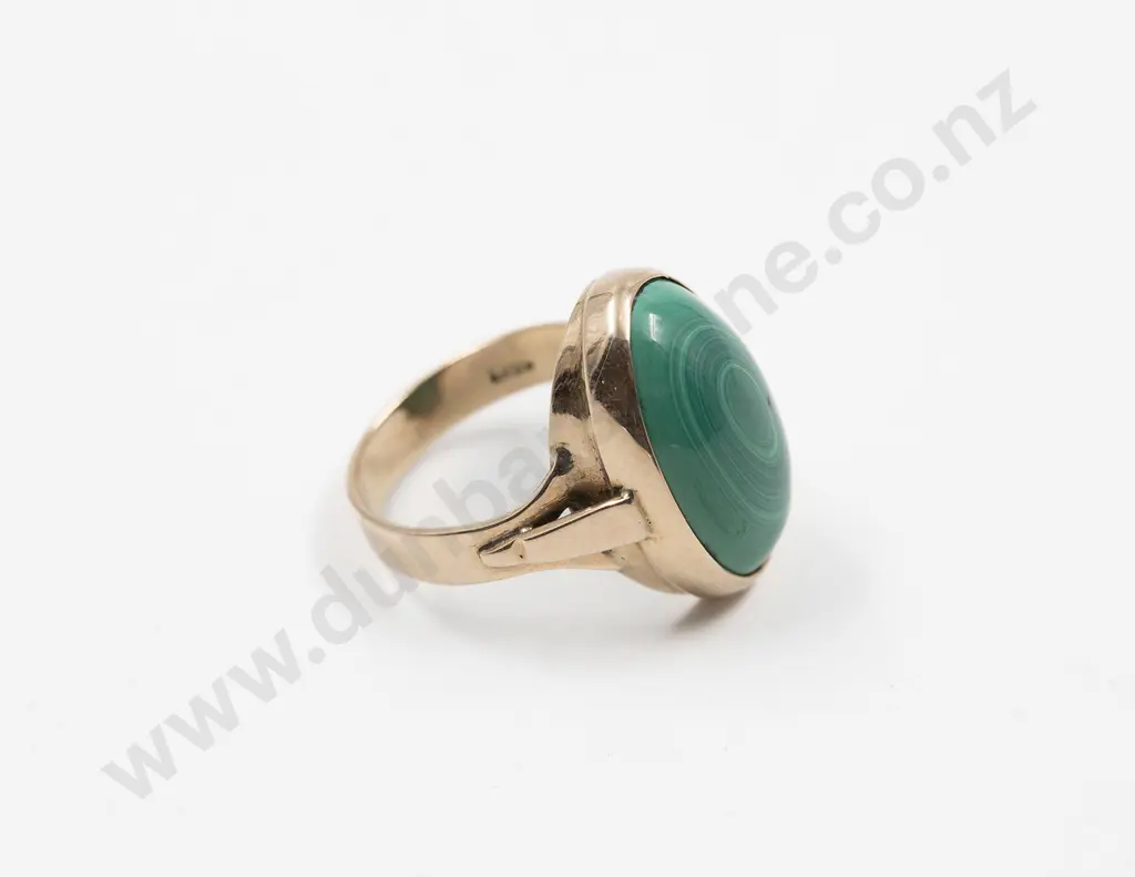 14ct Single Malachite Ring Image 1++