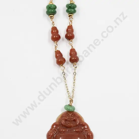Blood Jade Buddha Necklace