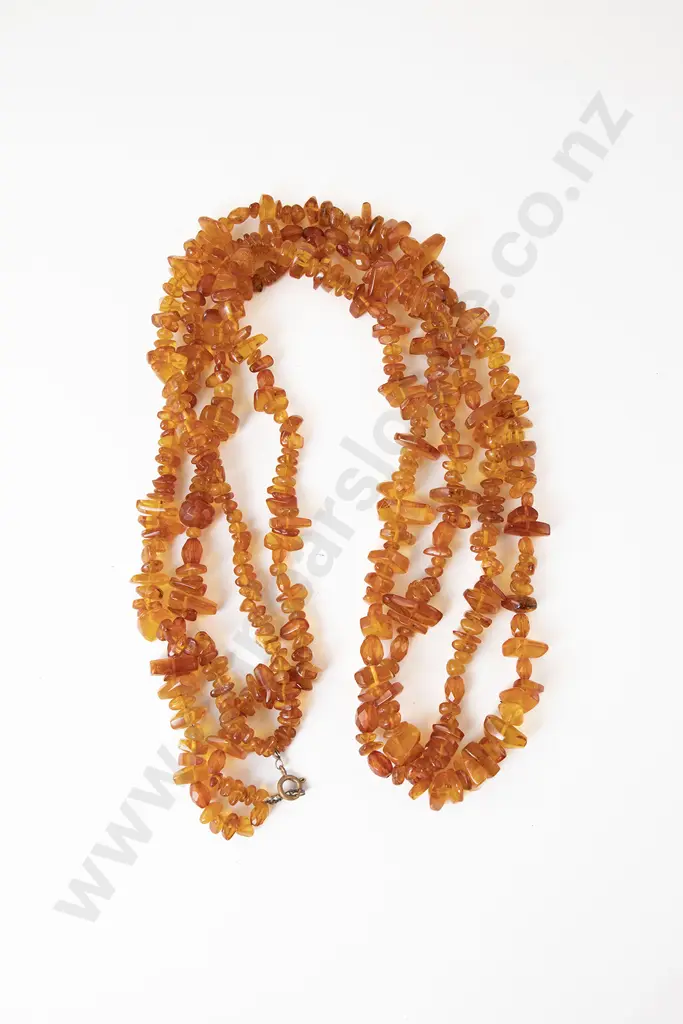 Double Strand Slightly Graduated Amber Bead Necklace Image 1++