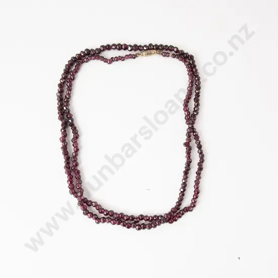 Single Strand Uniform Garnet Bead Necklace