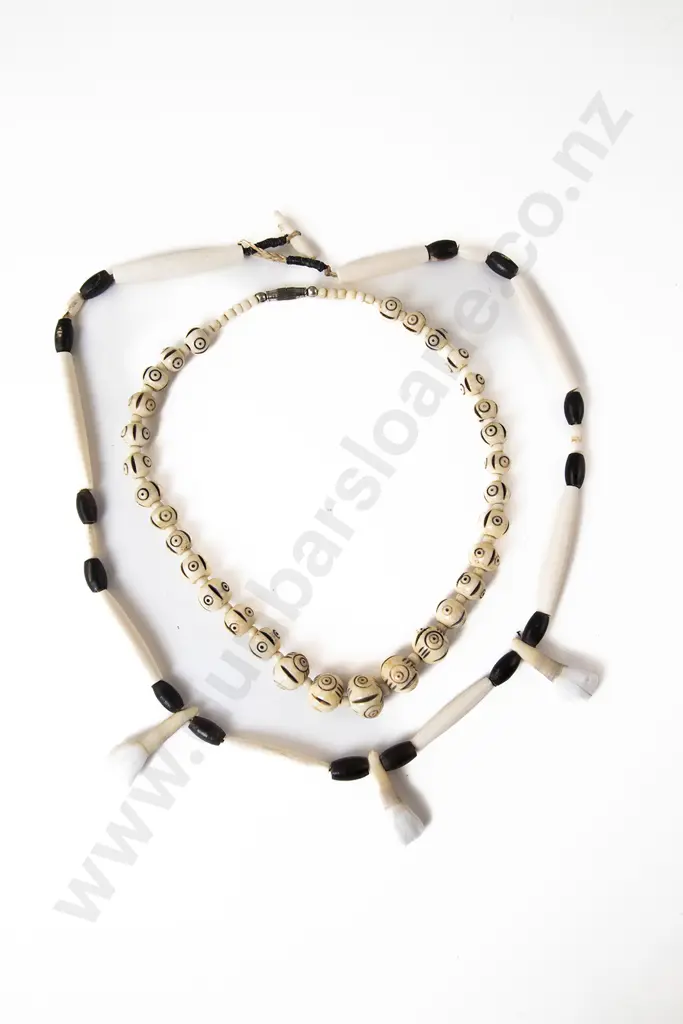 Two Ethnic Bone Bead Necklaces Image 1++