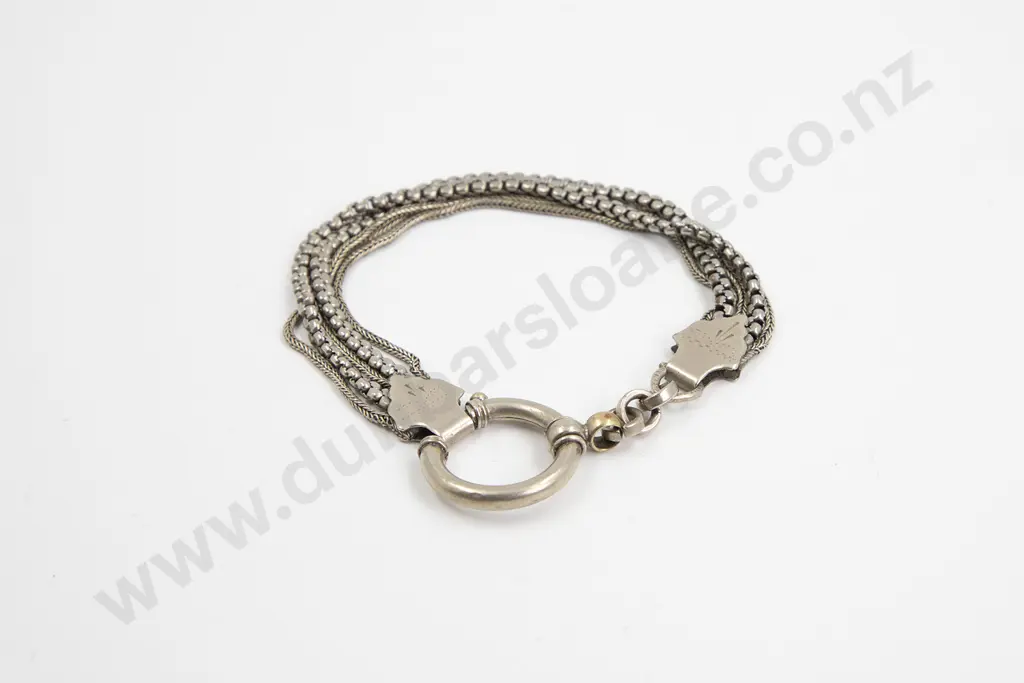 Victorian Silver Plate Multi Fancy Link Watch Fob as Bracelet Image 1++