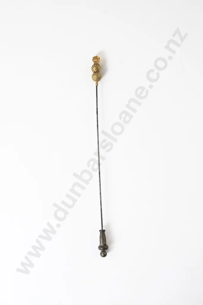 Edwardian 15ct Double Thistle Bud and Citrine Glass Hat Pin Image 1++