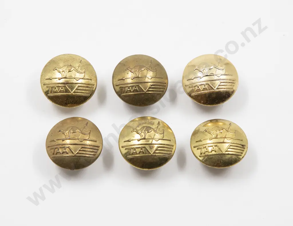 Six Australian Vintage TAA Brass Buttons Image 1++