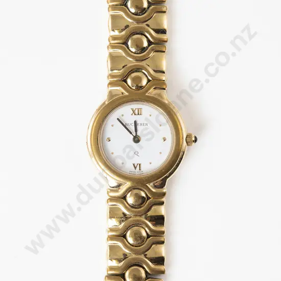 Modern Ladies Bucherer Quartz Stainless Steel Gold Plated Wrist Watch