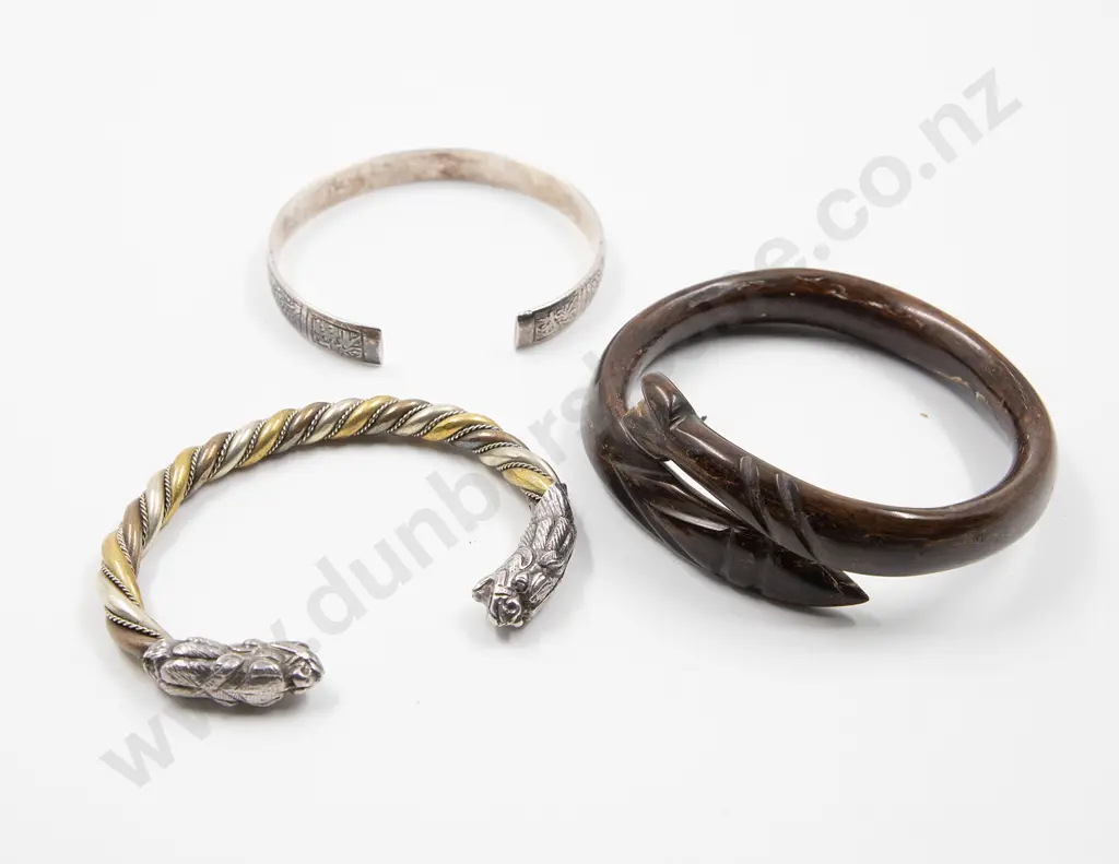 Silver Brass and Copper Dragon Bangle Image 1++