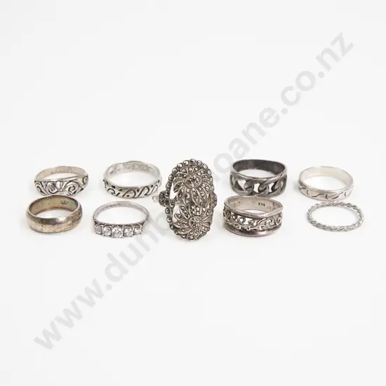 Nine Various S/S Rings