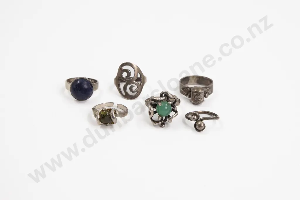 Crafted Jewellery Six Silver Dress Rings Image 1++