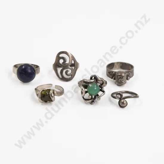 Crafted Jewellery Six Silver Dress Rings