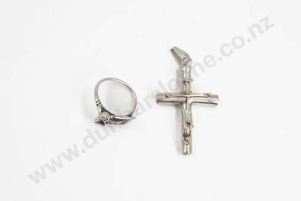 .925 Modern Design Cross Pendant and Ring Image 1++