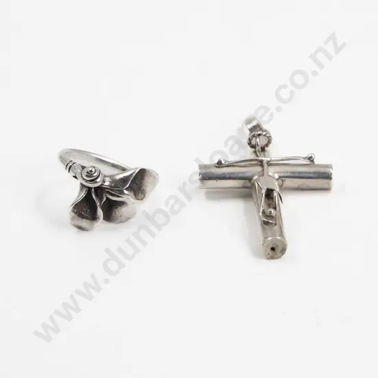 .925 Modern Design Cross Pendant and Ring