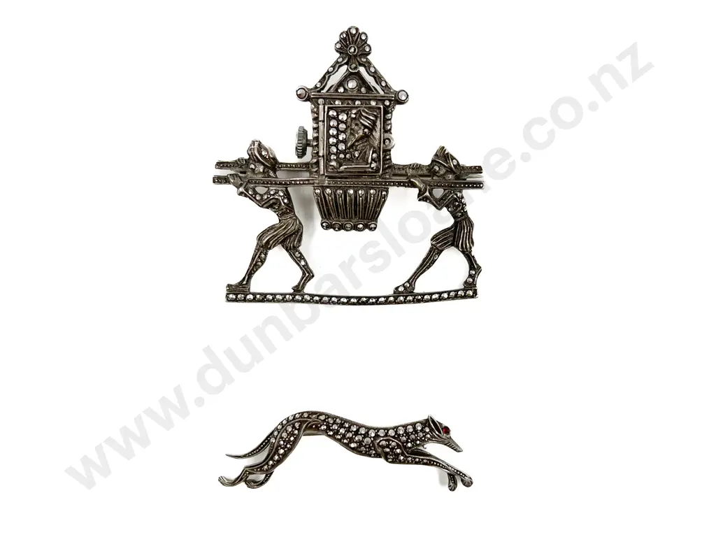 Vintage Silver and Marcasite Watch Brooch Image 1++