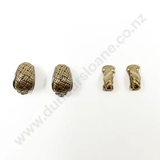Two Pair Fashion Clip Back Earrings Christian Dior and Oscar De La Renta