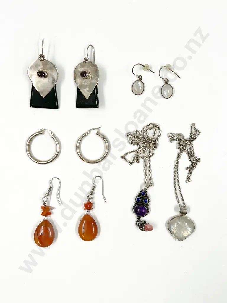 Two Silver and Gem Pendants on Chain Image 1++