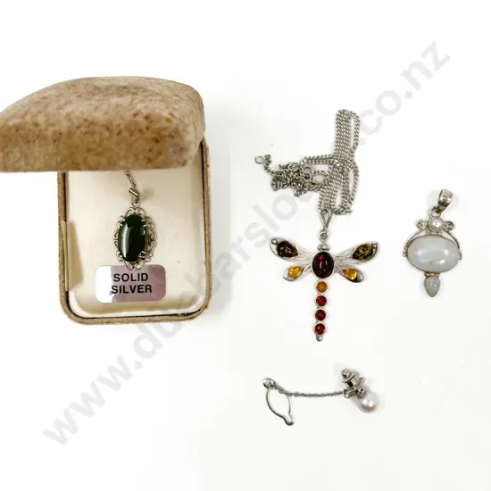 Two S/S and Gem Set Pendants