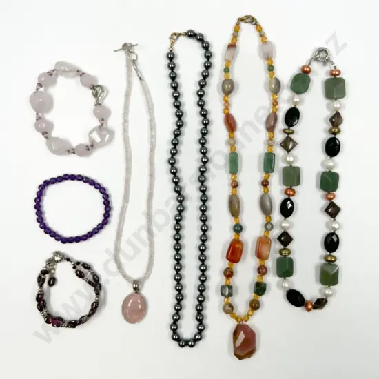Four Various Gem Bead Necklaces and Three Bracelets