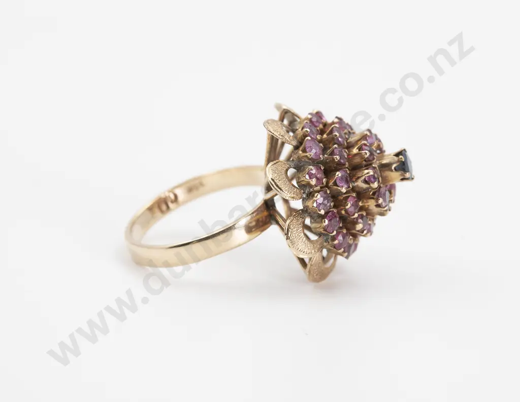 14ct 37stone Ruby and Sapphire Princess Ring Image 1++