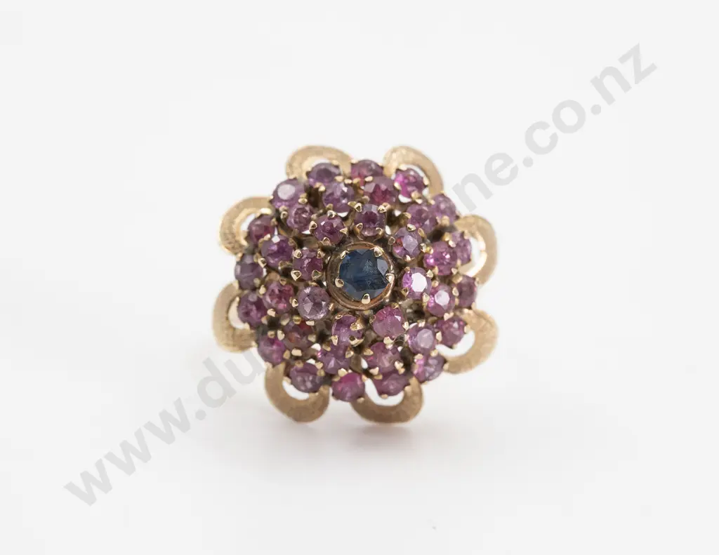 14ct 37stone Ruby and Sapphire Princess Ring Image 1++