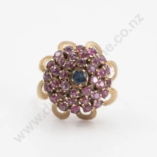 14ct 37stone Ruby and Sapphire Princess Ring