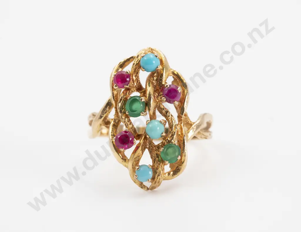 14ct Eight Stone Multi-Gem Dress Ring Image 1++