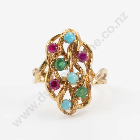 14ct Eight Stone Multi-Gem Dress Ring