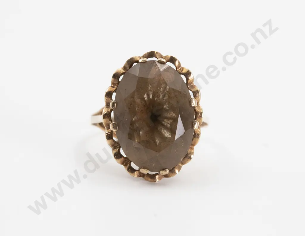 9ct Single Smokey Quartz Dress Ring Image 1++