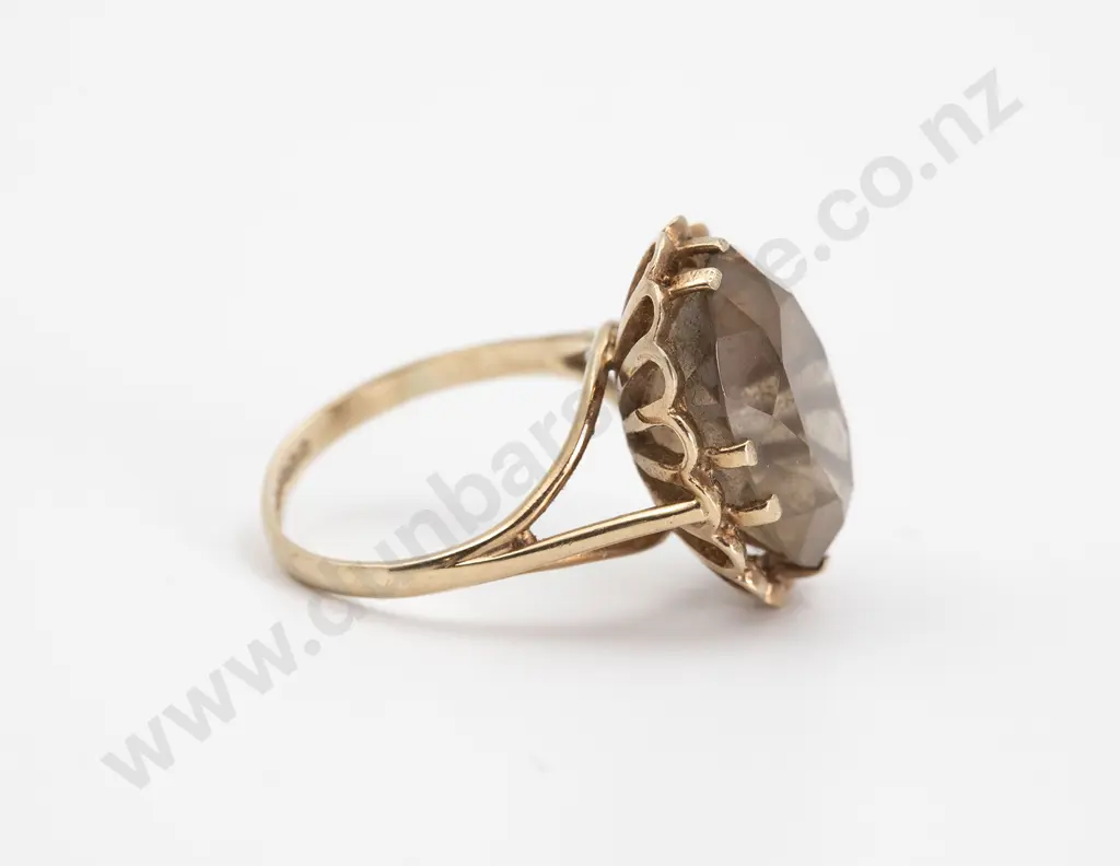 9ct Single Smokey Quartz Dress Ring Image 1++