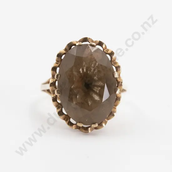 9ct Single Smokey Quartz Dress Ring