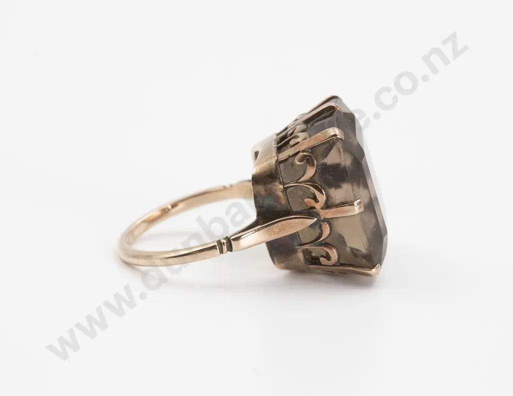 9ct Single Smokey Quartz Dress Ring Image 1++
