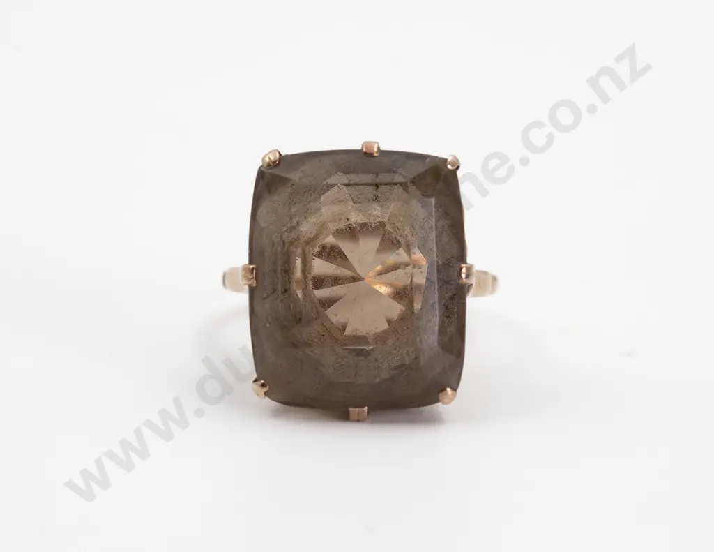 9ct Single Smokey Quartz Dress Ring Image 1++