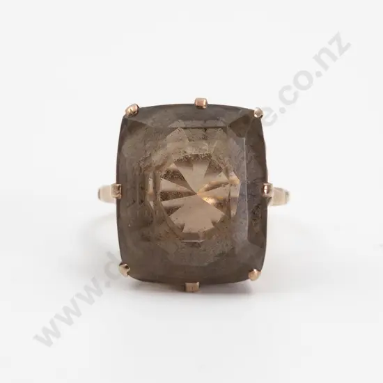 9ct Single Smokey Quartz Dress Ring
