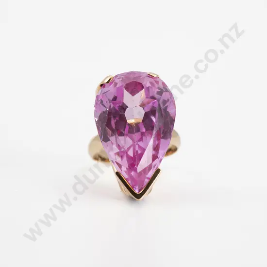 14ct Single Synthetic Pink Spinel Dress Ring