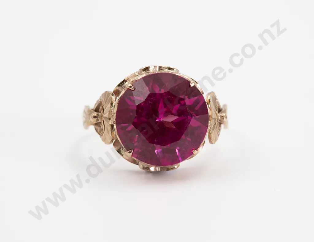 9ct Single Brilliant Cut Ruby Crystal Dress Ring Image 1++