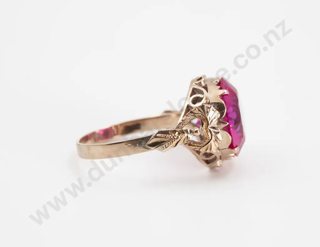 9ct Single Brilliant Cut Ruby Crystal Dress Ring Image 1++