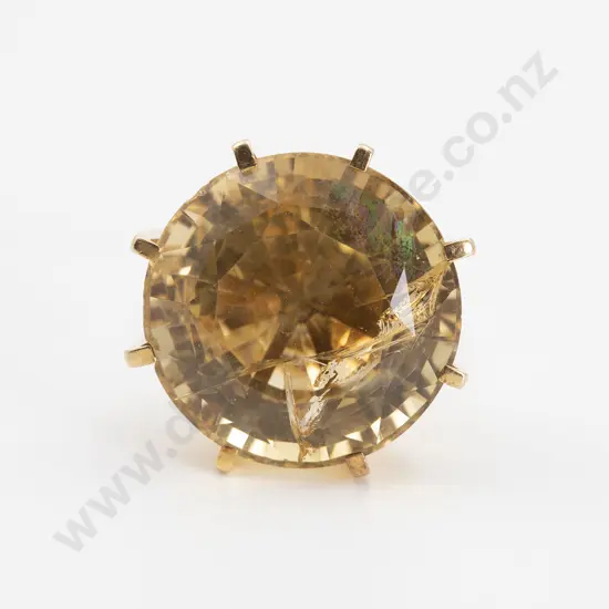 Heavy 18ct Single Large Citrine Dress Ring