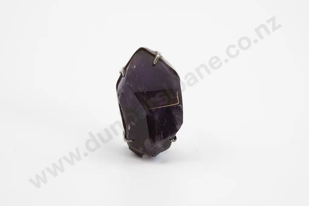 Sterling Silver Large Single Amethyst Dress Ring Image 1++