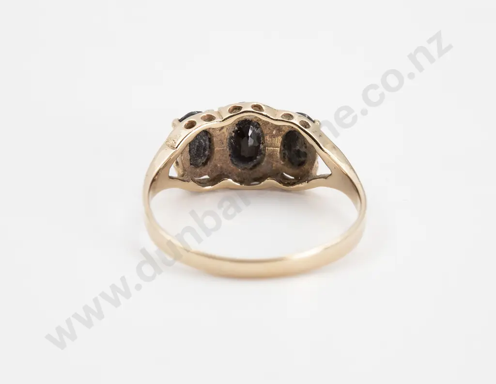 9ct Three stone Sapphire Bridge Ring Image 1++
