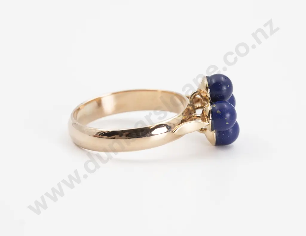 9ct Four Lapis Lazuli Bead Ring Image 1++