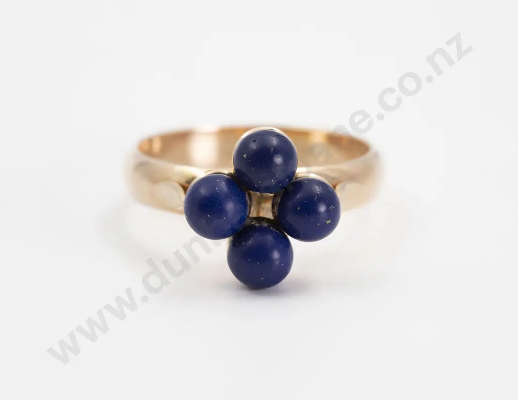 9ct Four Lapis Lazuli Bead Ring Image 1++